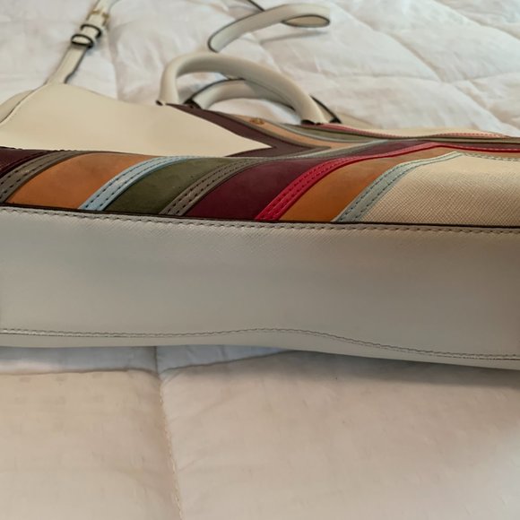 Tory Burch Robinson Multi-Stripe Small Zip Tote Bag, Ivory - Picture 5 of 10